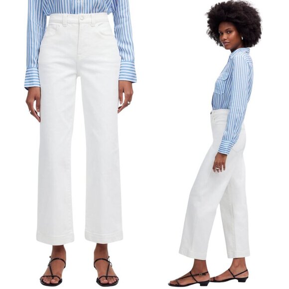 Madewell The Perfect Vintage Wide Leg Crop Jean Women's 25 White Denim Chic NWT - Picture 2 of 14